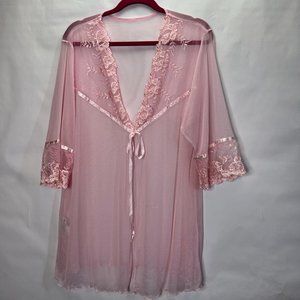 Pink Lace Sheer Gown Size M